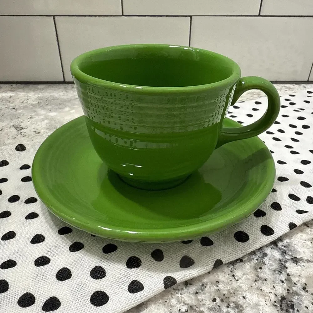 Vintage Fiesta Teacup & Saucer in Shamrock – Homer Laughlin Ceramic, Made in USA